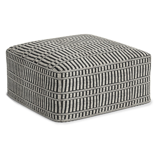 Safford - Square Woven Outdoor / Indoor Pouf - Black / White