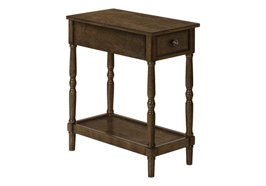 Accent End Table, 2 Tier, Storage Drawer, Traditional Stylish Design