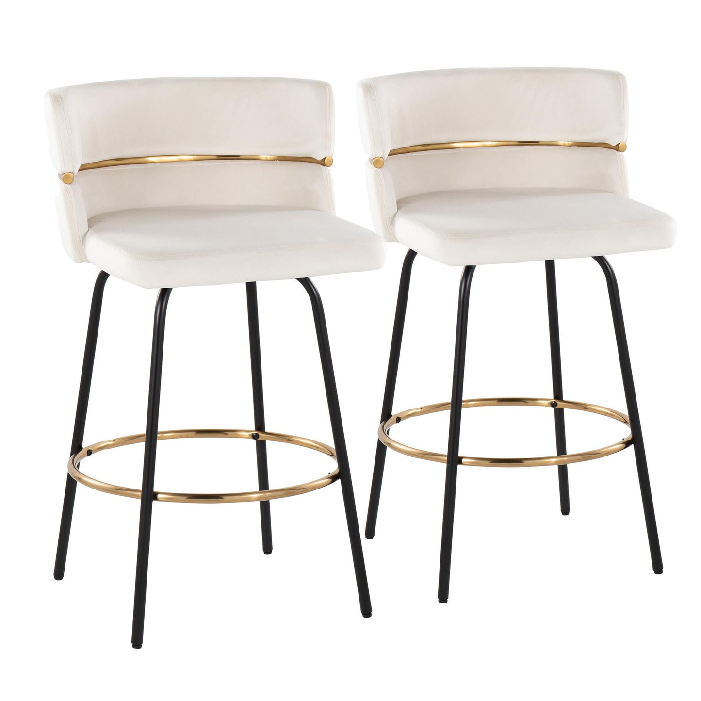 Cinch - Contemporary Fixed Height Counter Stool With Swivel & Round Footrest (Set of 2)