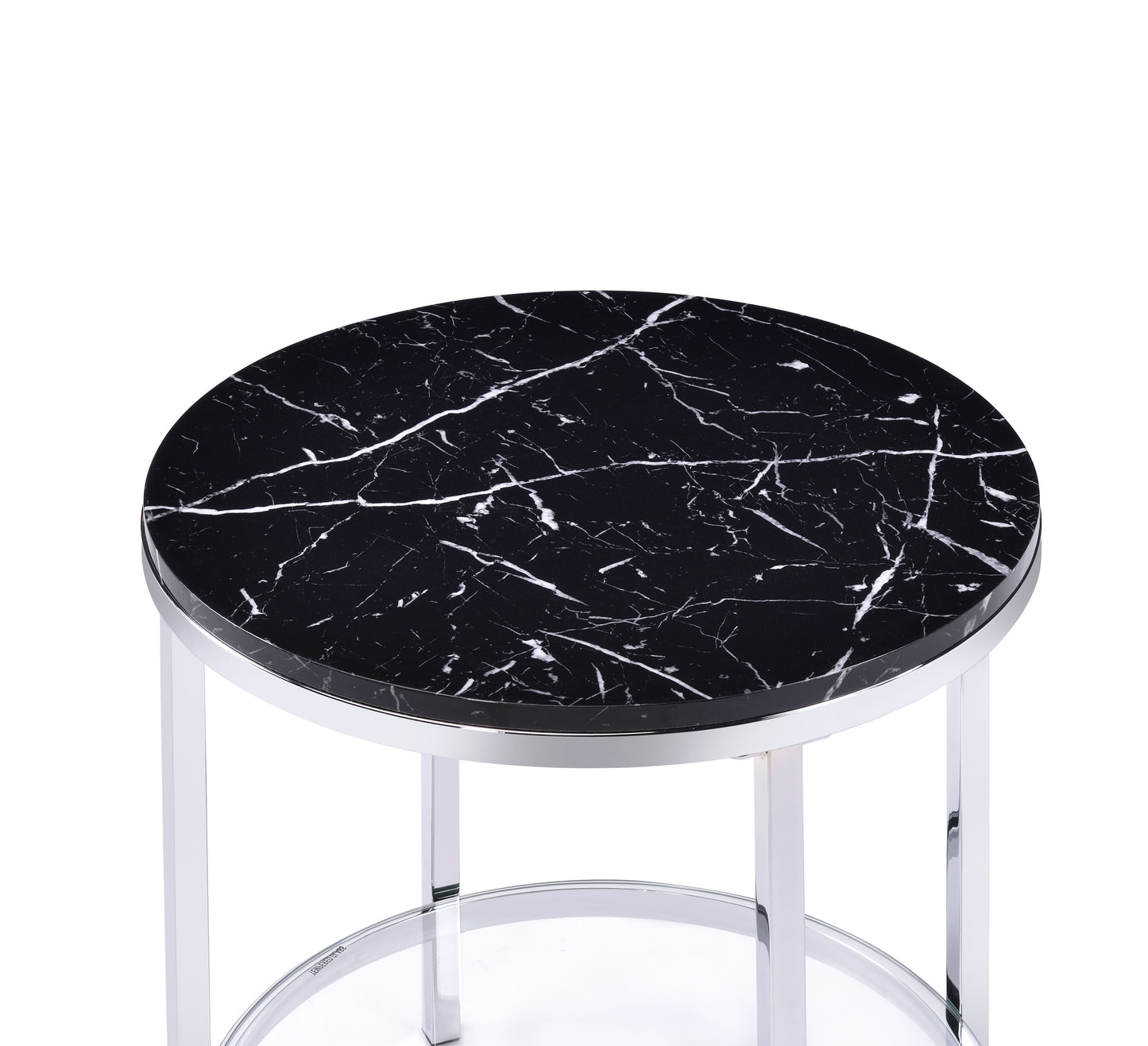 Virlana - Faux Marble Top End Table - Black / Chrome