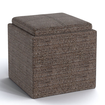 Rockwood - Upholstered Cube Storage Ottoman With Tray