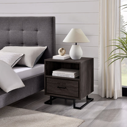 Contemporary 1 Drawer Nightstand - Charcoal