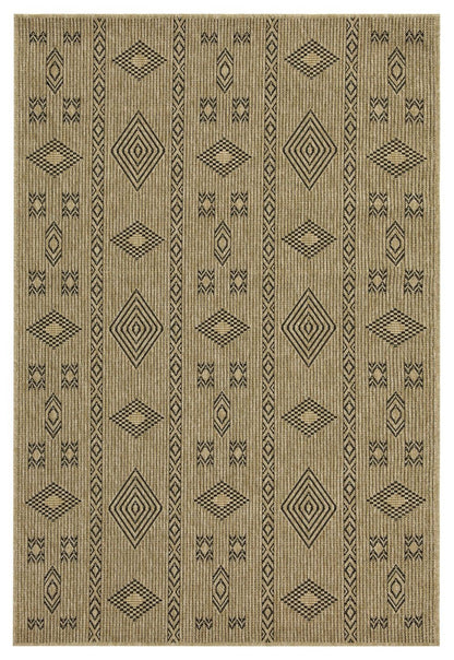 Earth - 2'7" X 7'3" Indoor, Outdoor Area Rug - Jute / Black