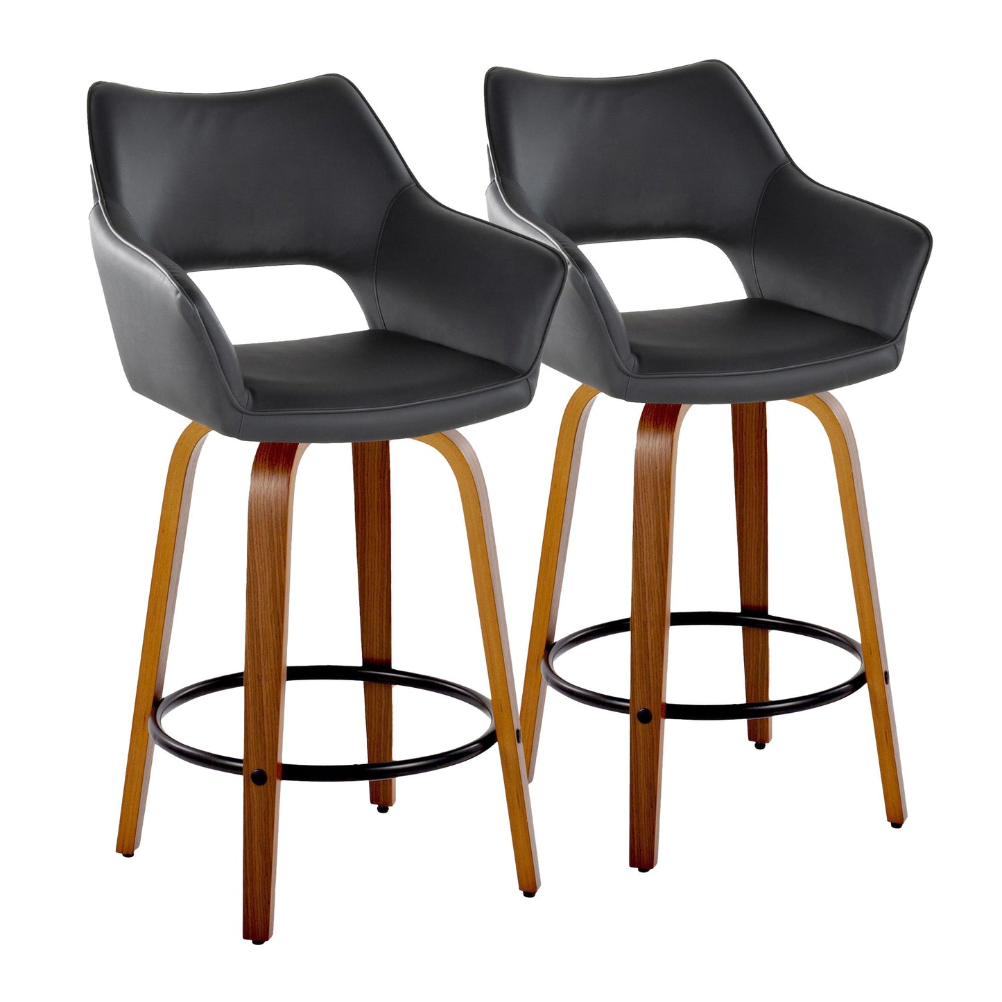 Mustang - Contemporary Fixed Height Counter Stool With Swivel With Round Footrest (Set of 2)