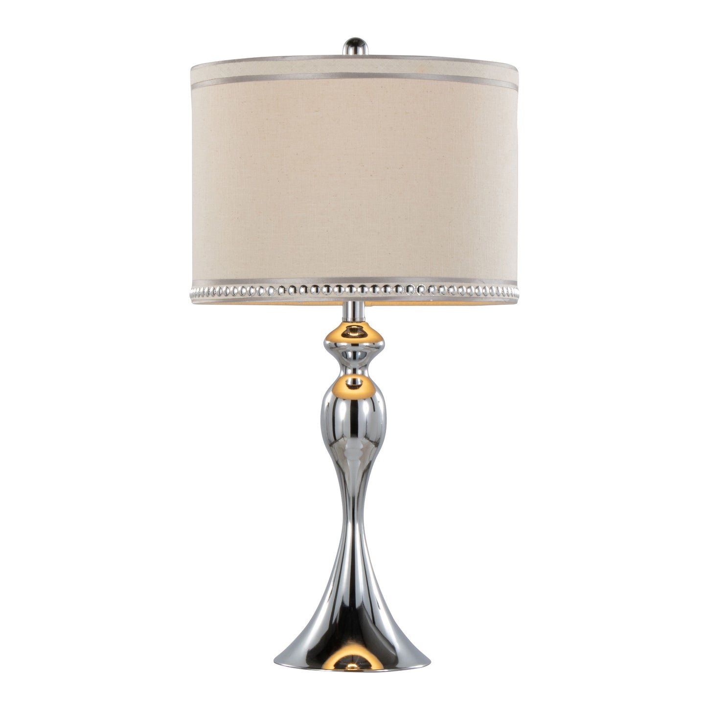 Ashland - Contemporary Table Lamp With Trim (Set of 2) - Polished Chrome / Cream