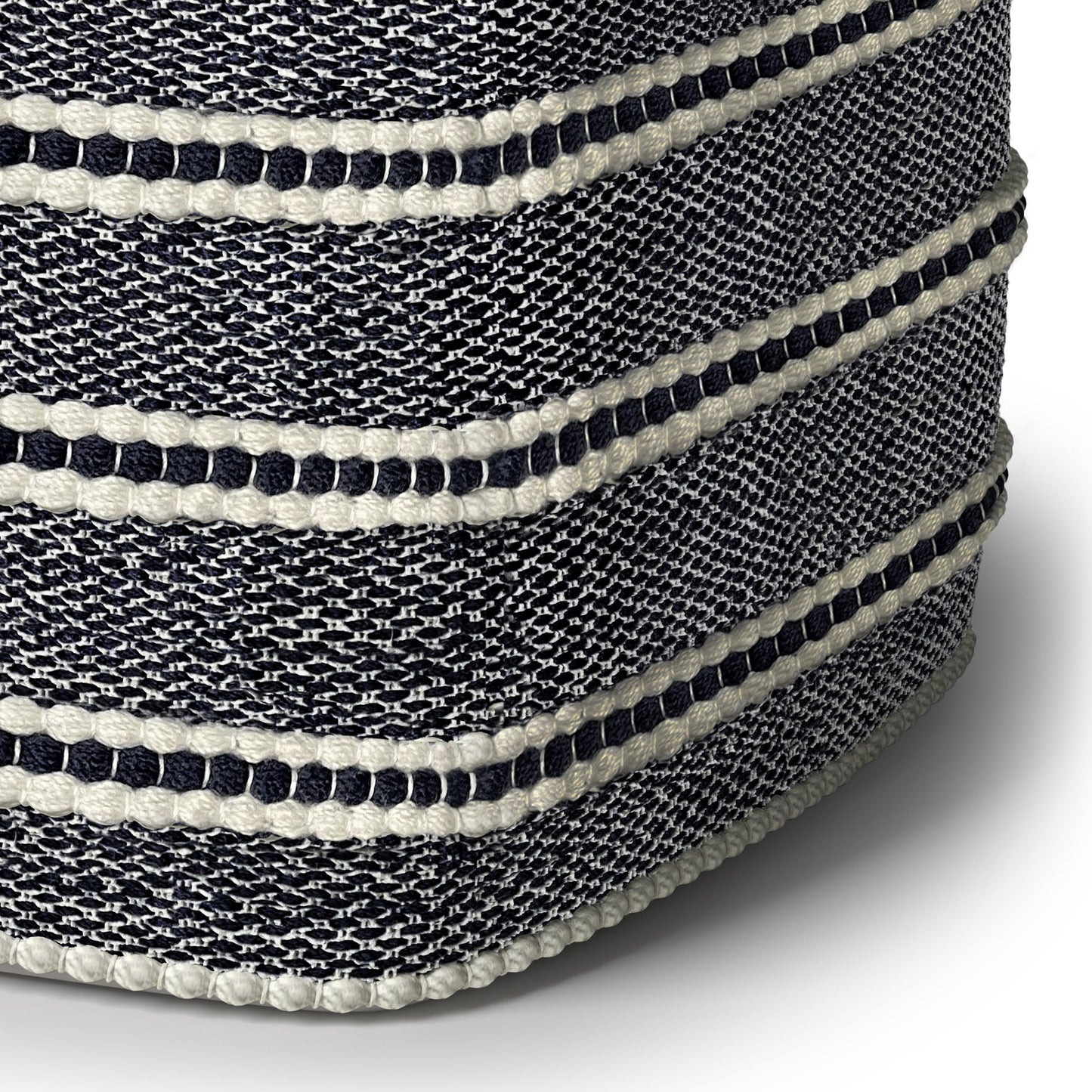 Corrie - Square Woven Outdoor / Indoor Pouf - Navy / White