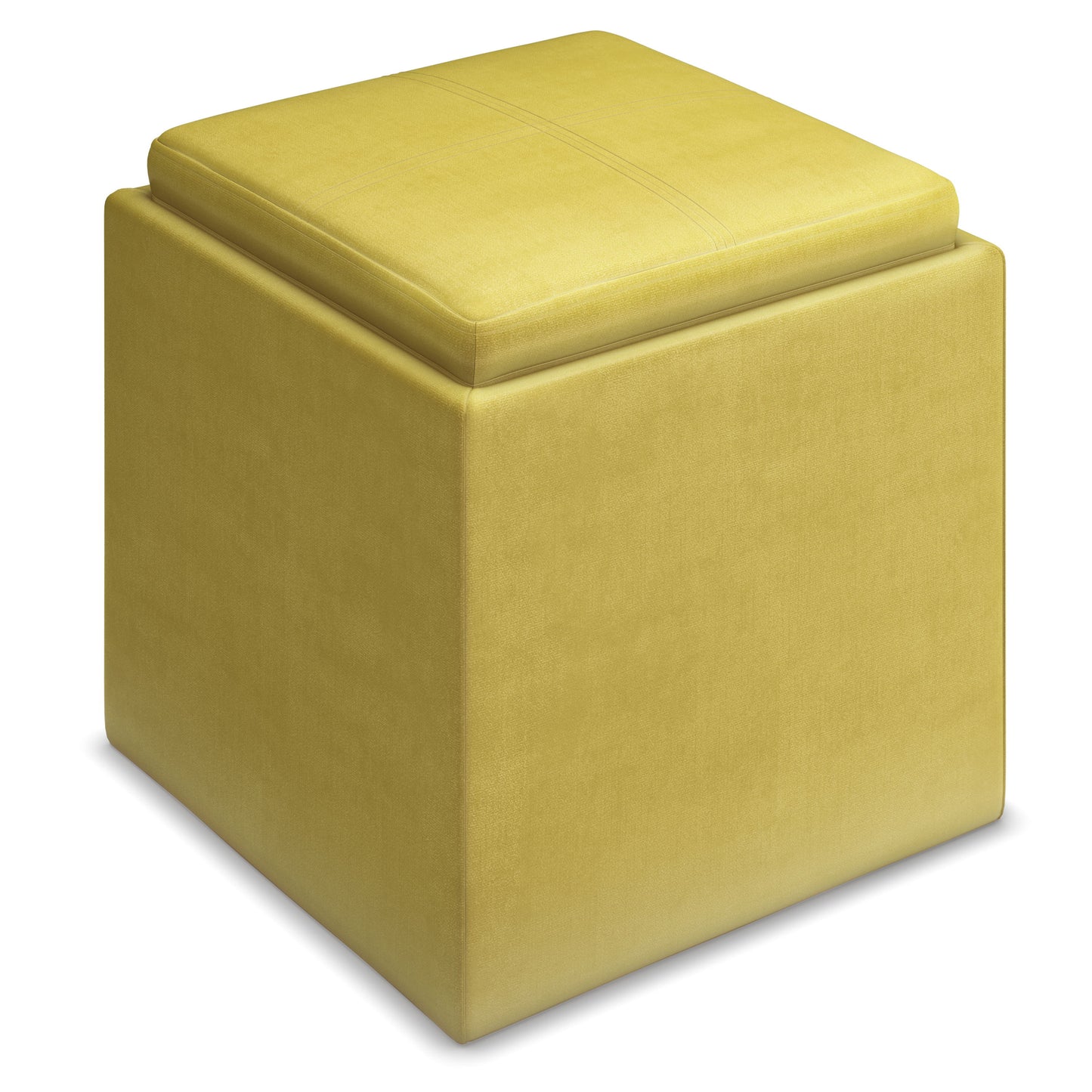 Rockwood - Upholstered Cube Storage Ottoman With Tray