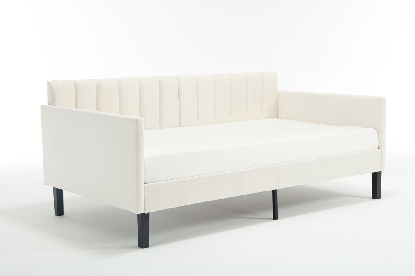 Elena - Boucle Upholstered Daybed, Ribbed Tufted Backrest