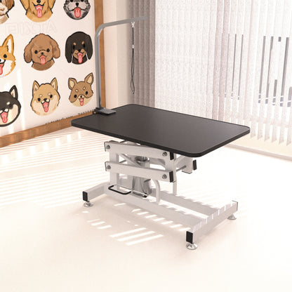 Hydraulic Dog Pet Grooming Table Heavy Duty Big Size Z-Lift Pet Grooming Table - Black / White