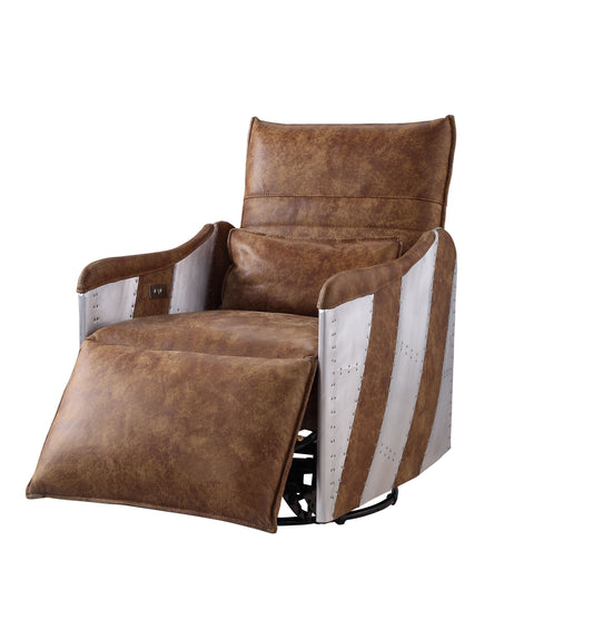 Qalurne - Power Motion Recliner With Swivel - Two Tone Mocha