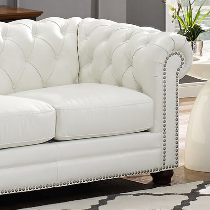 Aliso - Leather Sofa - Creamy White