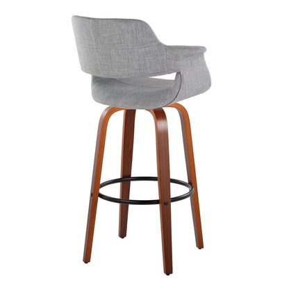 Vintage Flair - Mid Century Modern Fixed Height Barstool With Swivel With Round Footrest (Set of 2)