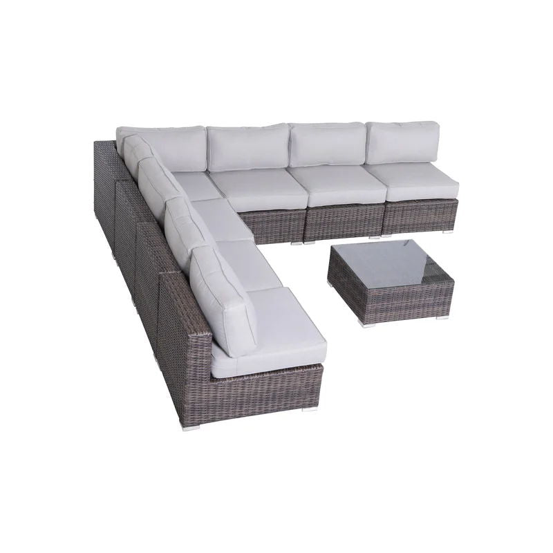 Seating Set With Cushions Handcrafted Wicker Design