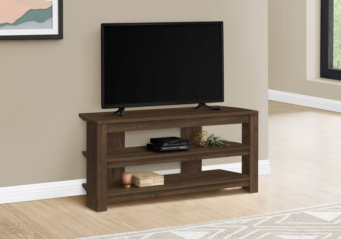 TV Stand, Console, Media Entertainment Center, 3 Storage Shelves