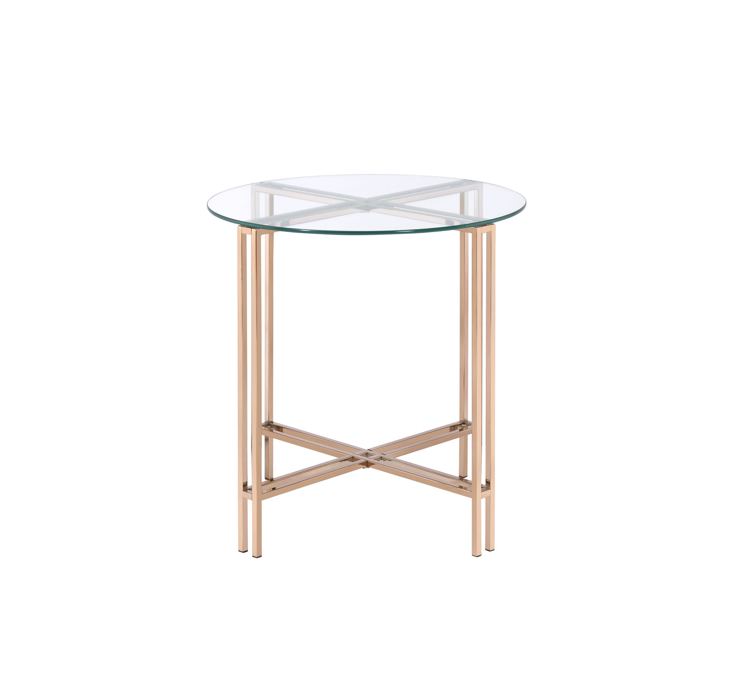 Veises - Clear Glass Top With End Table - Champagne