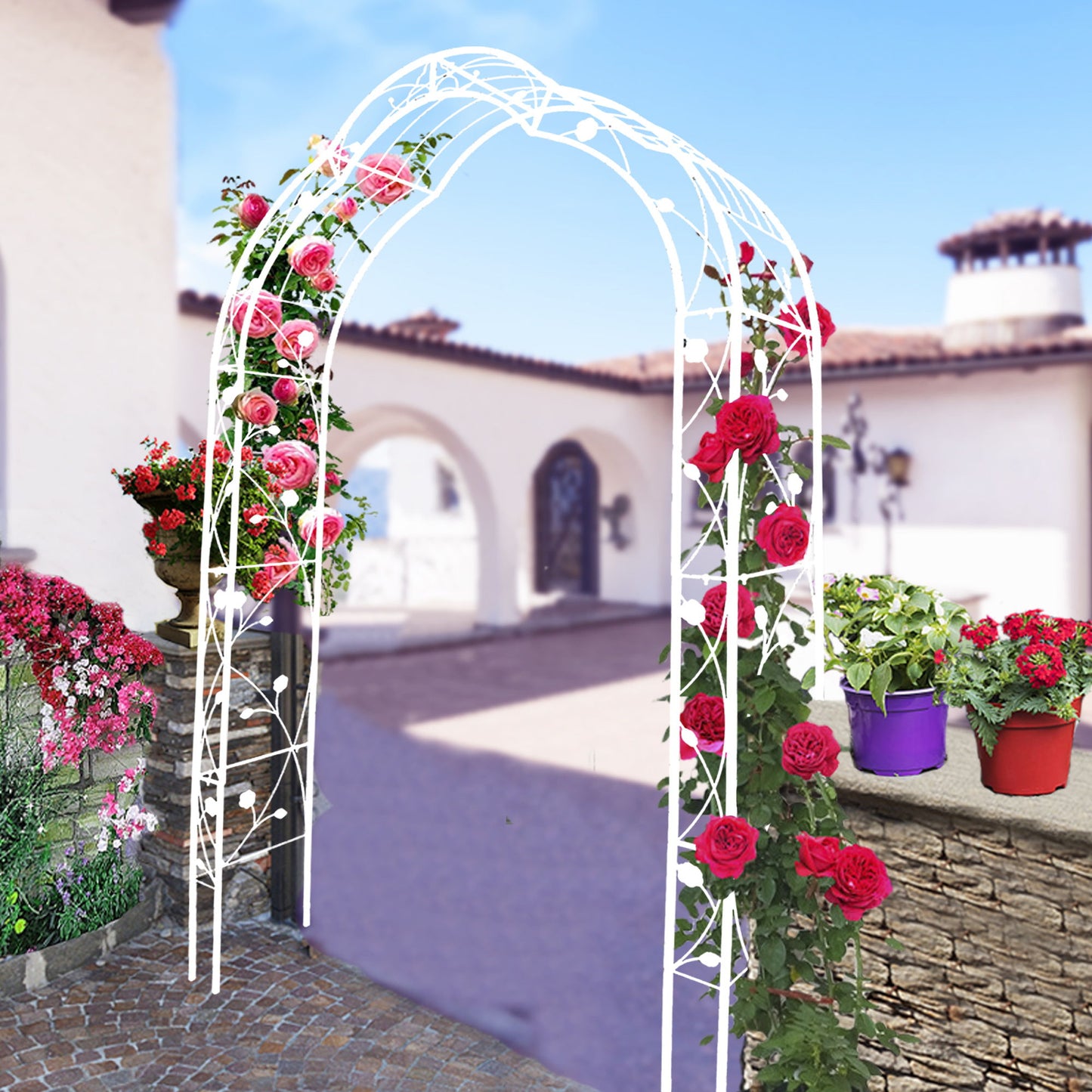 Metal Garden Arch Assemble Freely With 8 Styles Garden Arbor Trellis Climbing Plants Support Rose Arch