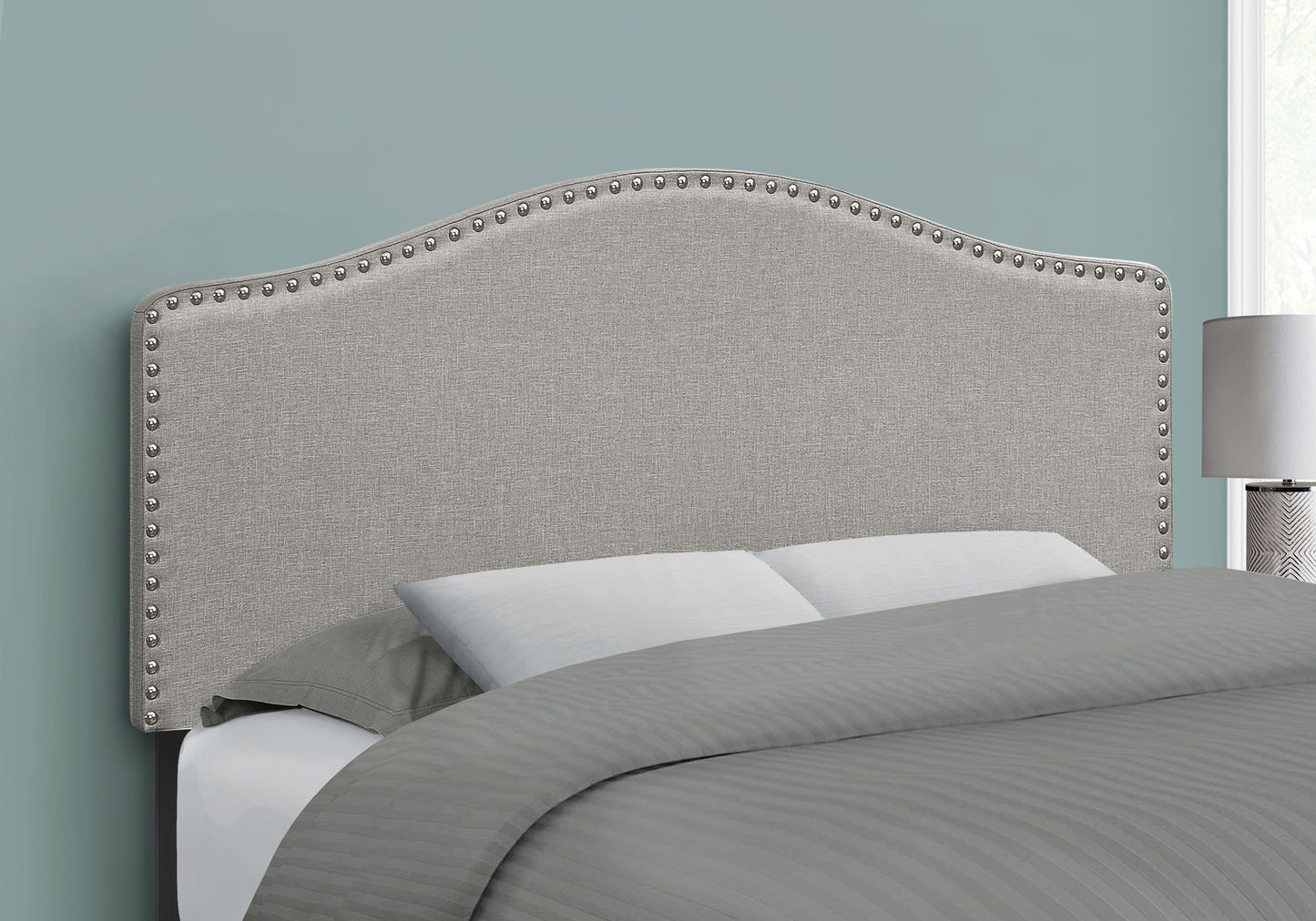 Full Size, Bed Headboard Only Upholstered, Transitional - Gray