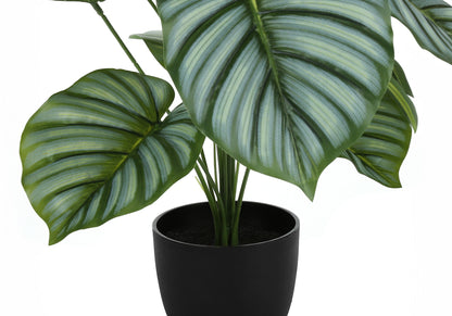 24" Tall, Artificial Plant, Calathea, Indoor, Faux, Fake, Table, Greenery, Potted, Real Touch, Decorative - Green / Black