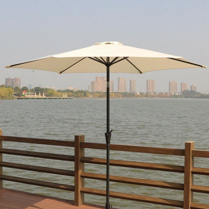 8.8' Outdoor Aluminum Patio Umbrella With 42 Pound Round Resin Umbrella Base