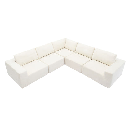 Modular L Shaped Sectional Sofa, Luxury Floor Couch Set, Upholstered Indoor Furniture, Foam - Filled Sleeper Sofa Bed For Living Room, Bedroom, 5 Pieces Free Combination