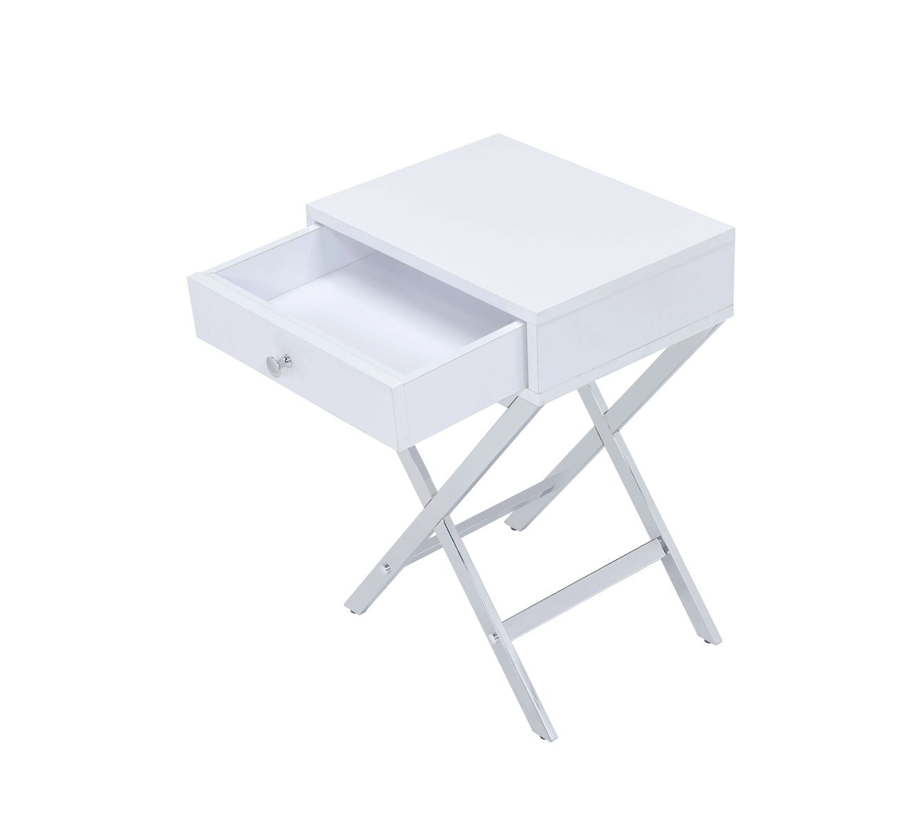 Coleen - Accent Table - White / Chrome