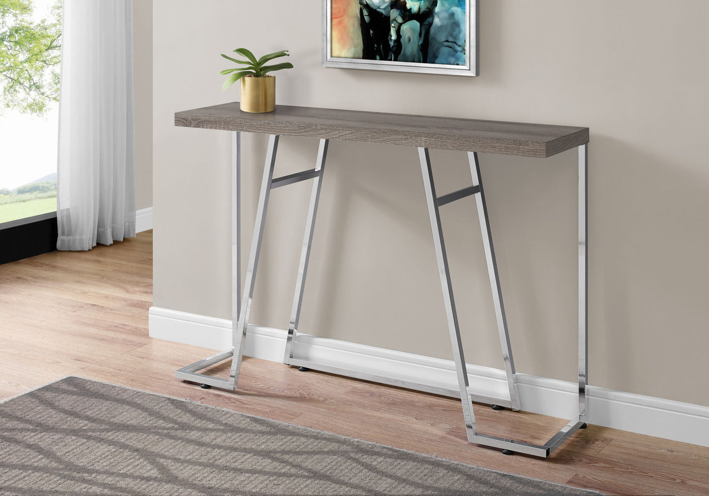 Accent Console Table For Entryway, Durable Construction - Taupe