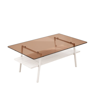 Rectangle Coffee Table, Tempered Glass Tabletop Modern Table For Living Room