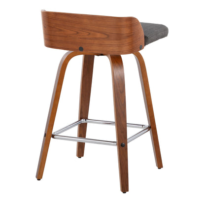 Maya - Mid Century Modern Fixed Height Counter Stool & Swivel With Square Footrest (Set of 2)