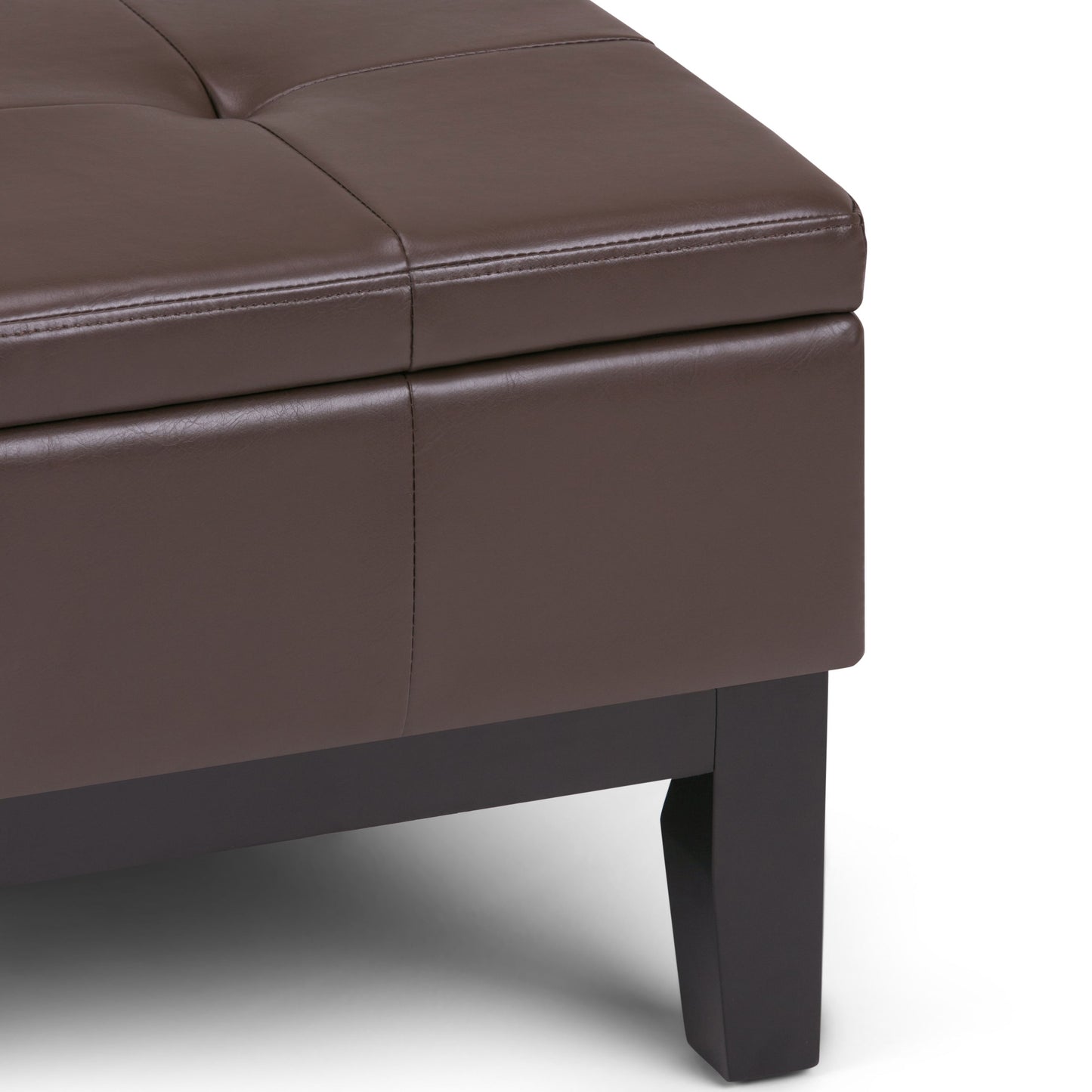 Dover - Square Coffee Table Storage Ottoman - Chocolate Brown