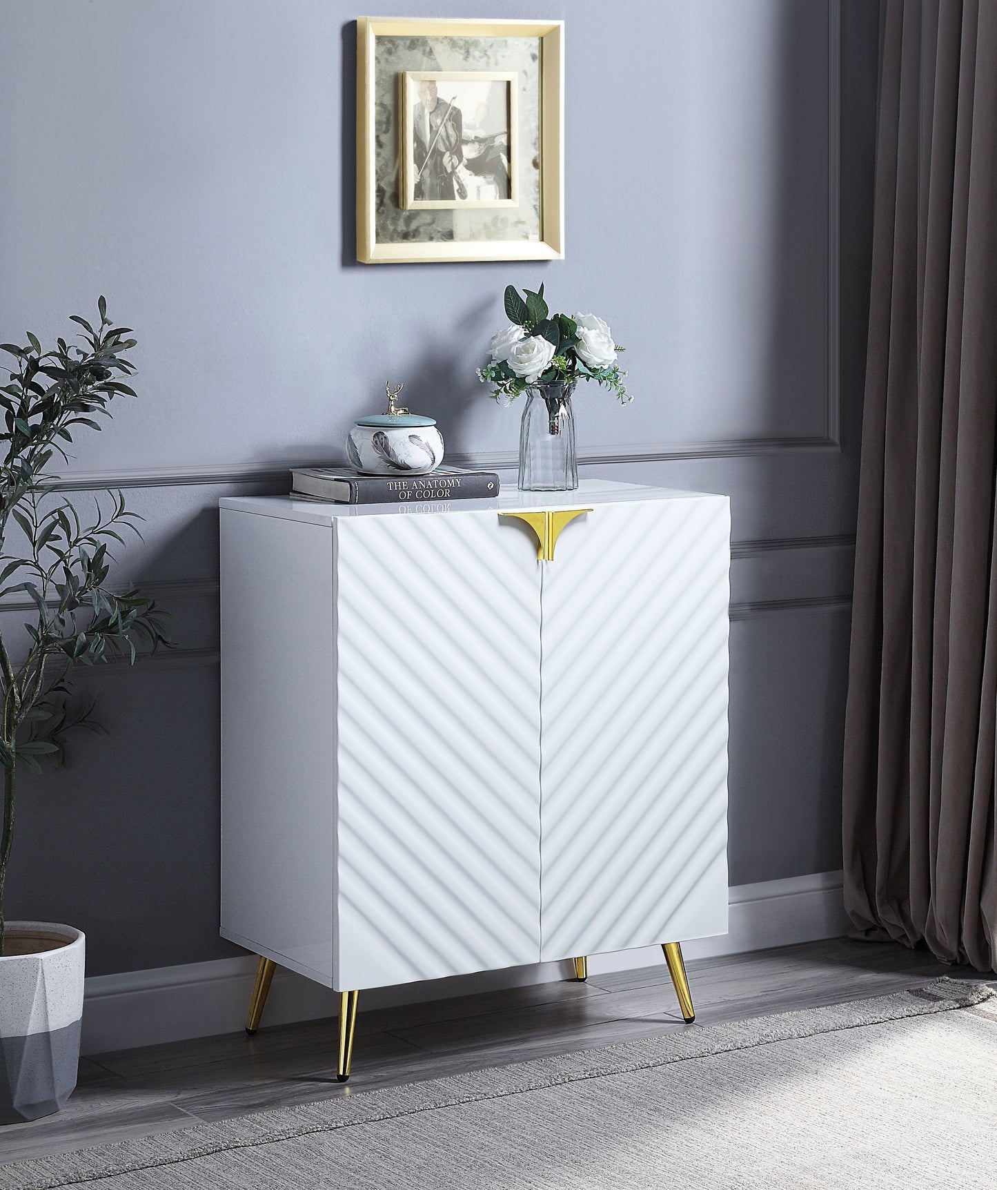 Gaines - High Gloss Console Cabinet - White