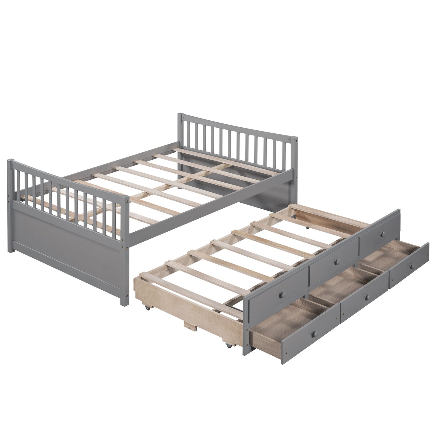 Full Size Daybed With Twin Size Trundle And Drawers, Full Size