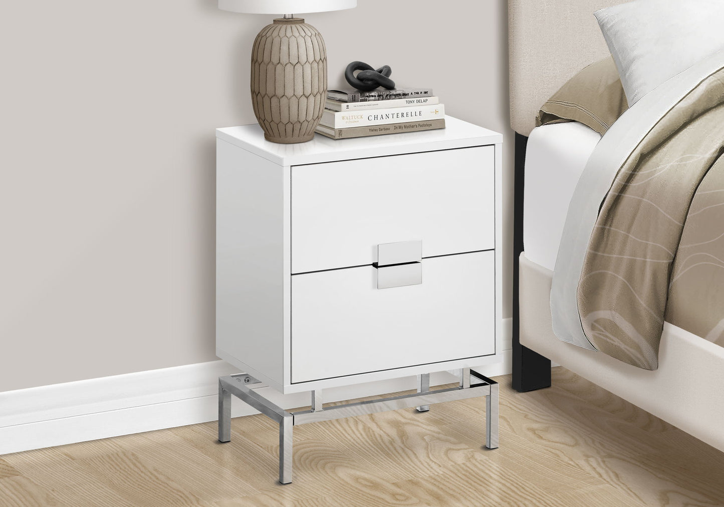 Accent Side Table, Storage Drawer, Modern Design