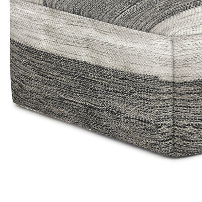 Mathis - Square Woven Outdoor / Indoor Pouf - Gray / White