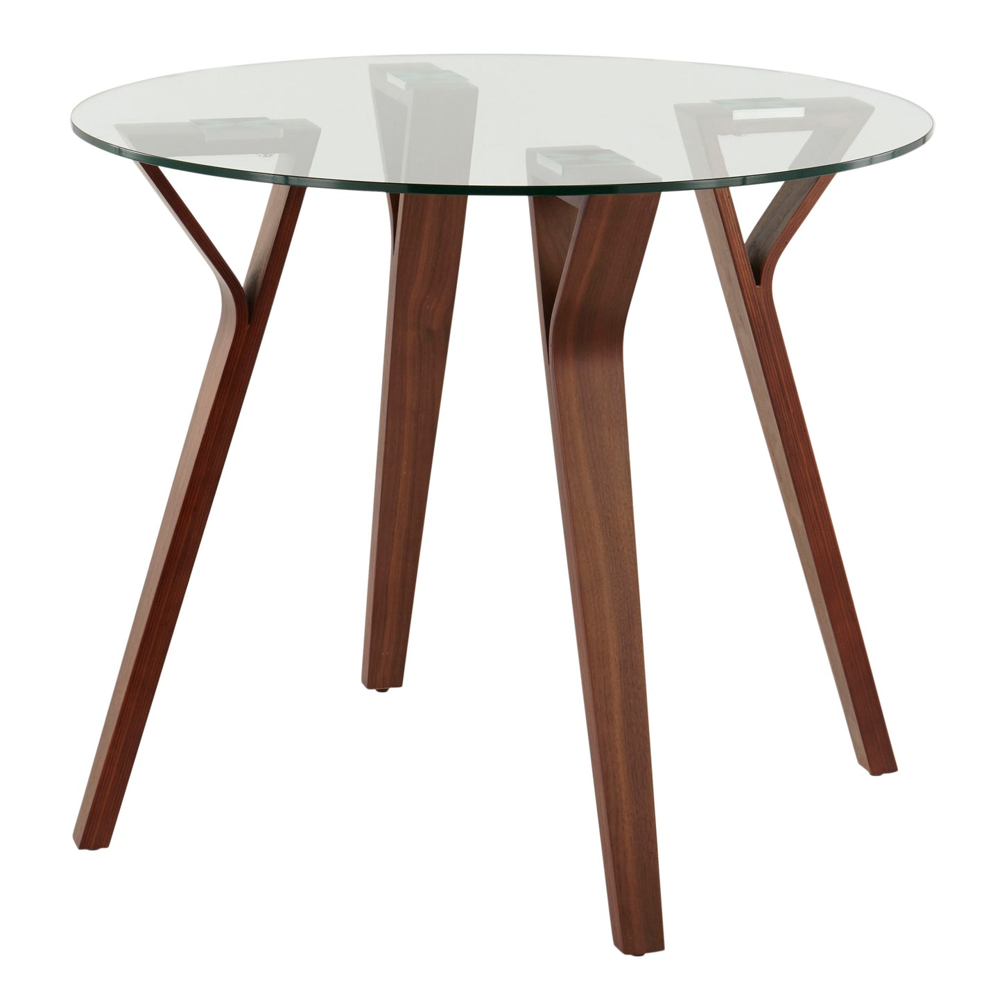 Folia - Mid-Century Modern Round Dinette Table - Walnut / Clear