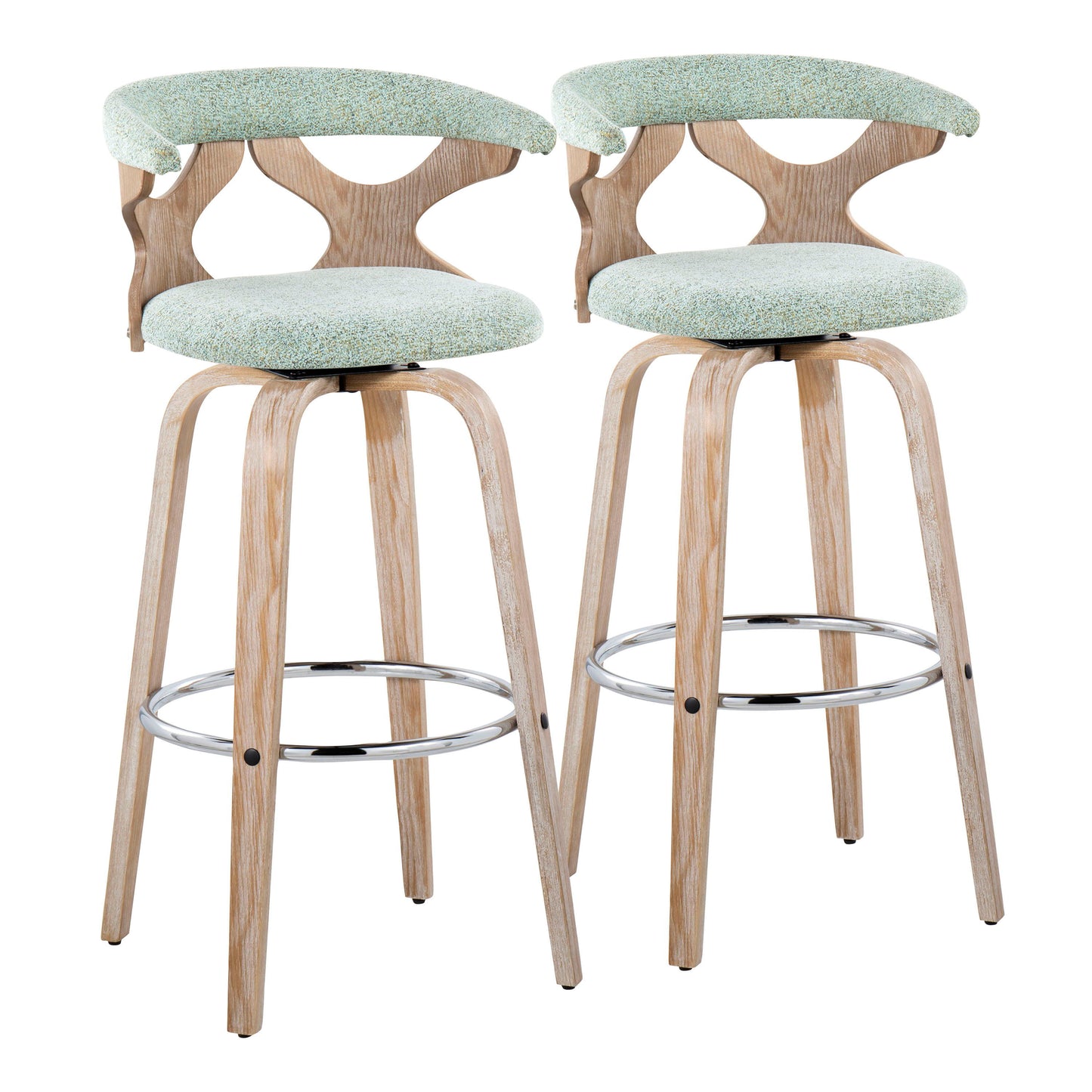 Gardenia - Contemporary Fixed Height Barstool With Swivel With Round Footrest (Set of 2)