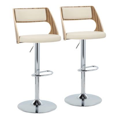 Cecina - Mid-Century Modern Adjustable Height Barstool Wth Swivel And Oval Footrest (Set of 2)