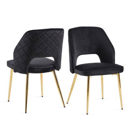 Velvet Dining Chairs With Metal Legs And Hollow Back Upholstered Dining Chairs