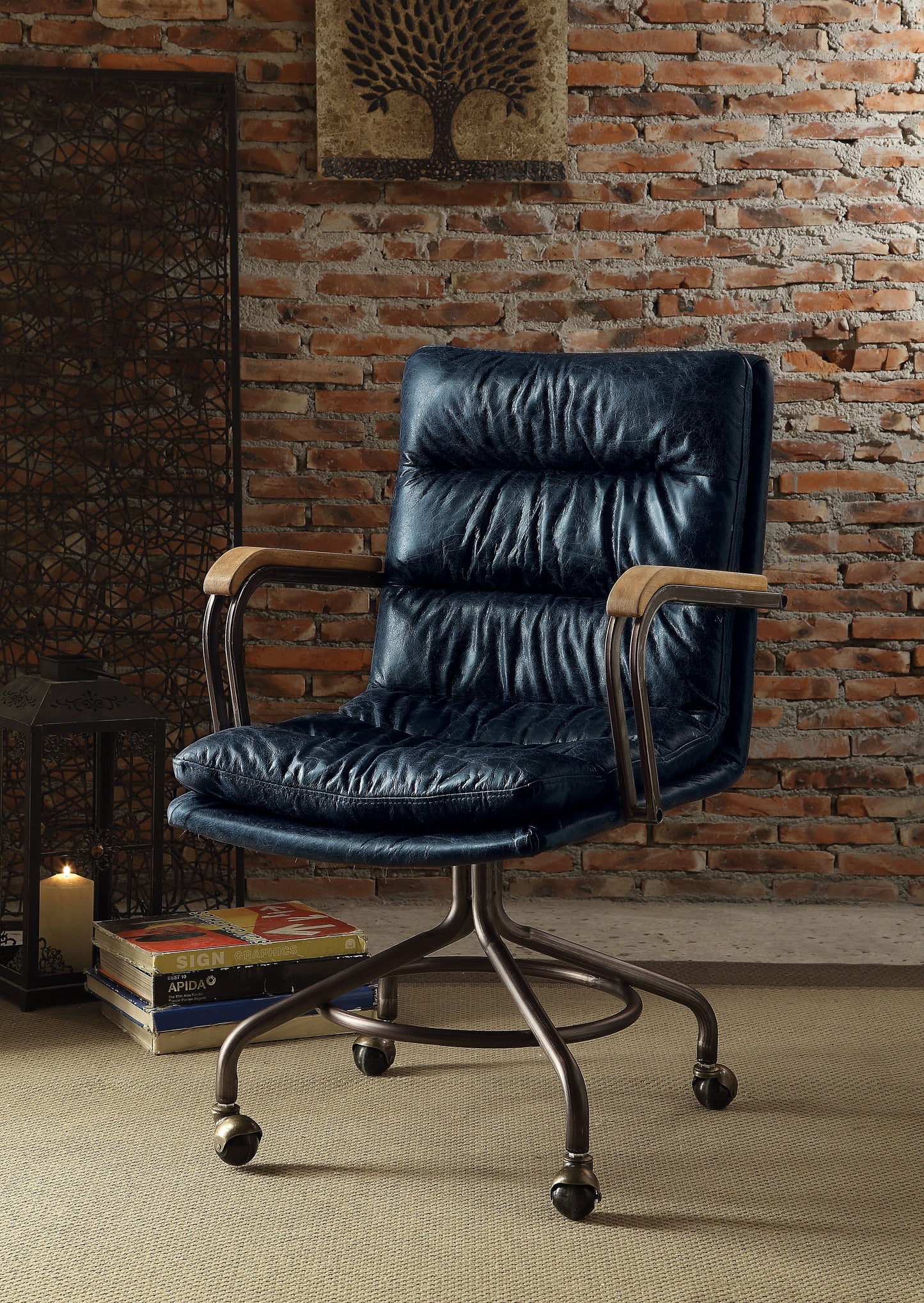 Harith - Retro Top Grain Leather Office Chair