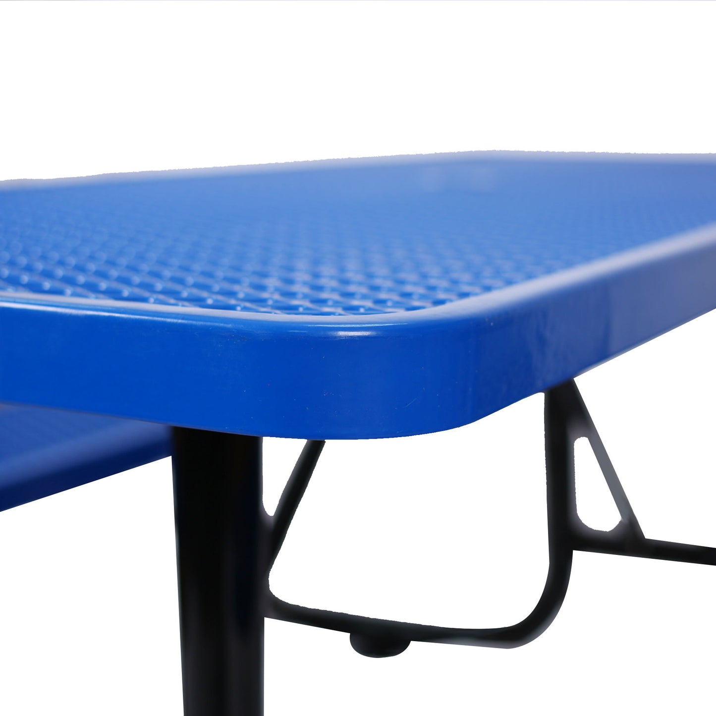 Rectangular Outdoor Steel Picnic Table With Umbrella Pole