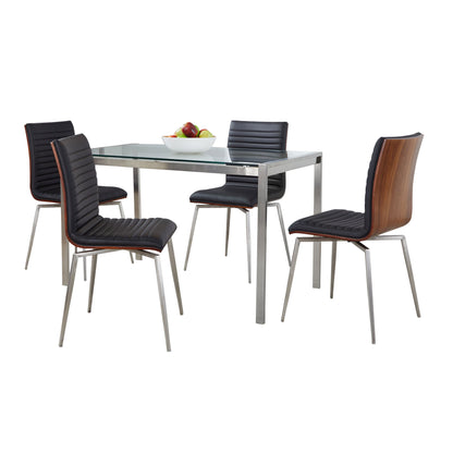 Fuji Mason - Swivel Contemporary Dining Set Dining Set, Glass, 5 Piece