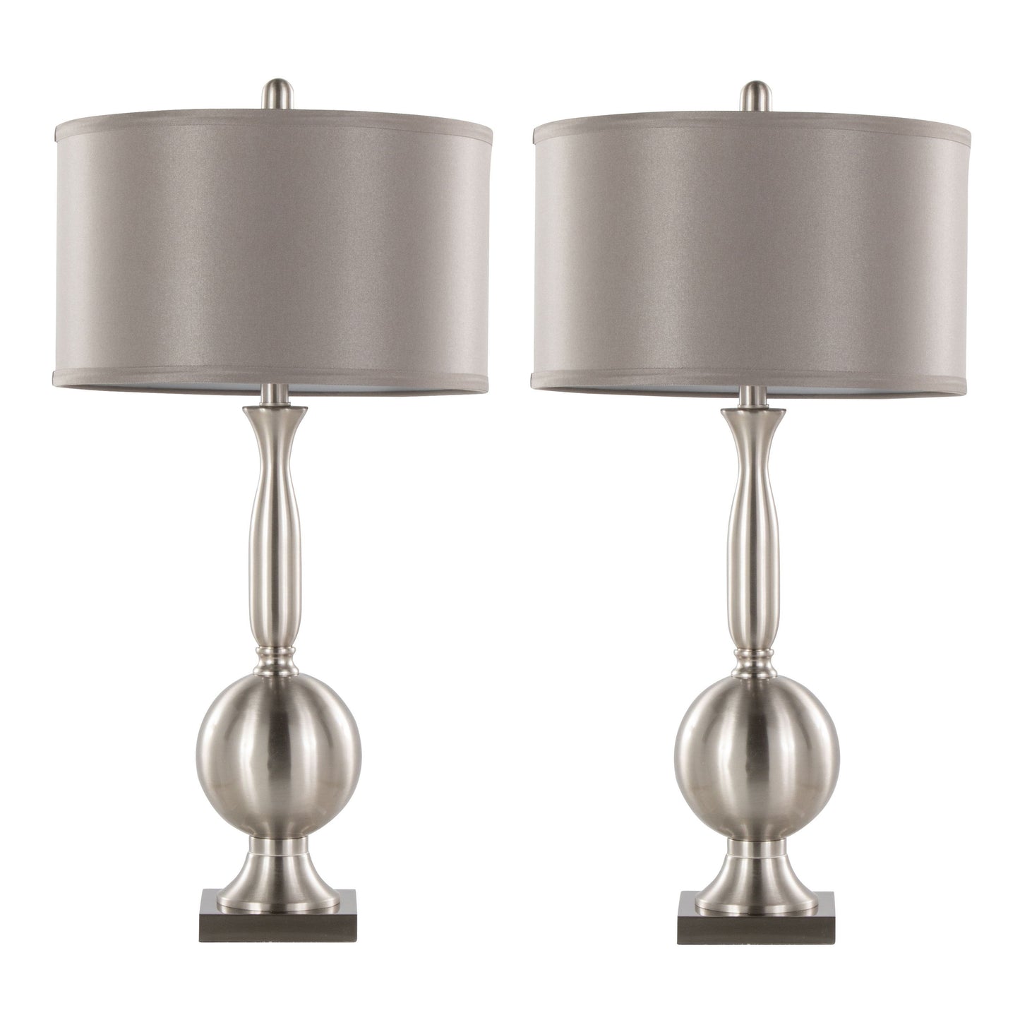 Joan - Contemporary Table Lamp (Set of 2) - Nickel / Gray Satin