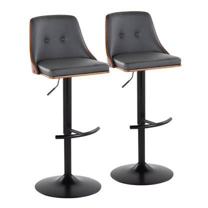 Gianna - Mid Century Modern Adjustable Barstool, Swivel With Rounded T Footrest (Set of 2)