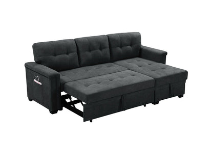 Ashlyn - Sleeper Sectional Sofa Chaise With USB Charger And Tablet Pocket - Dark Gray