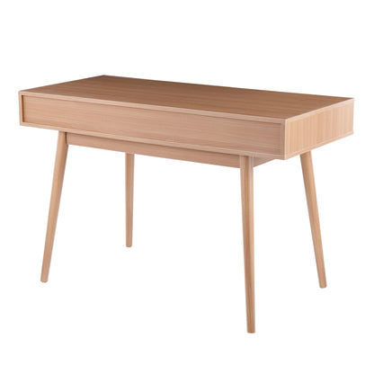 Pebble - Contemporary Double Desk - Natural / White