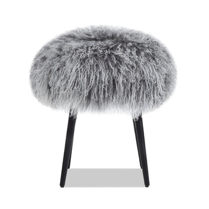 Alberta - Mongolian Sheepskin Round Ottoman