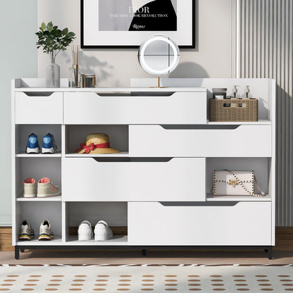 Shoe Storage Cabinet For Entryway With Drawers And Shelves, Modern Shoe Organizer Cabinet, Free Standing Shoe Rack For Hallway, Living Room