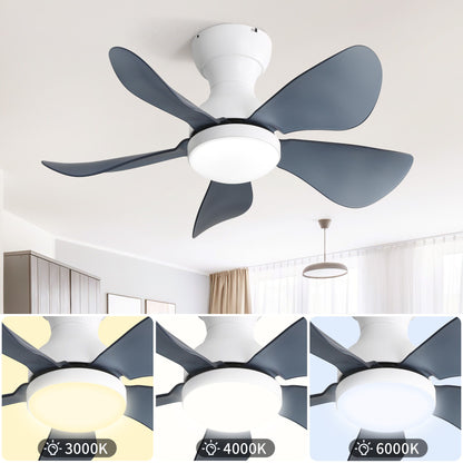 29" Low Profile Flush Mount Ceiling Fan With Light Reversible Motor Remote Control