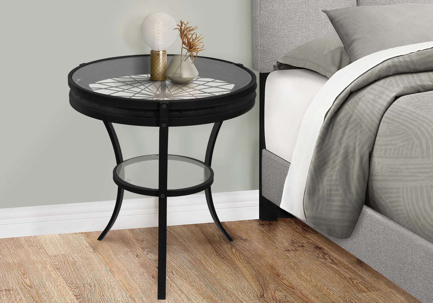 Round Accent Table, Transitional - Black