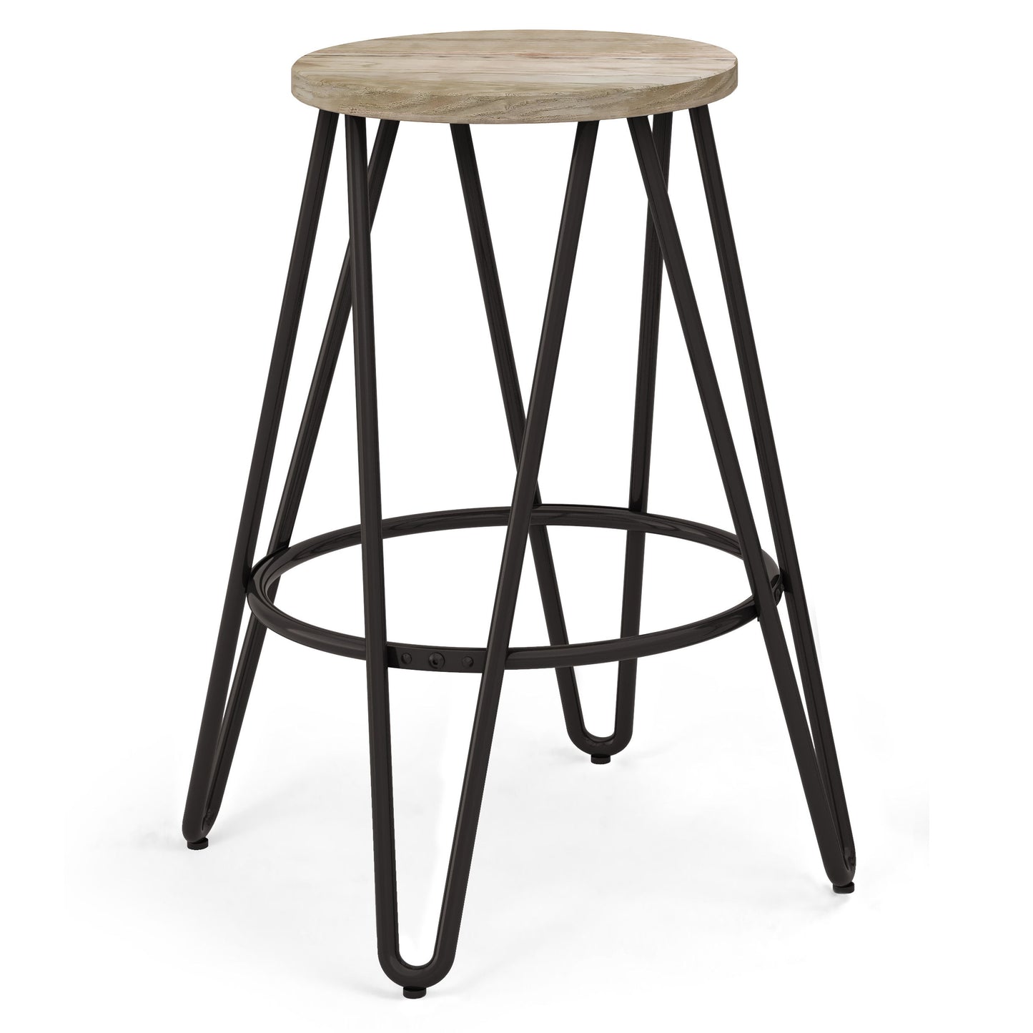 Simeon - Multifunctional Metal Stool With Wood Seat