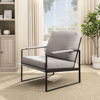 Contemporary Square Metal Frame Accent Chair